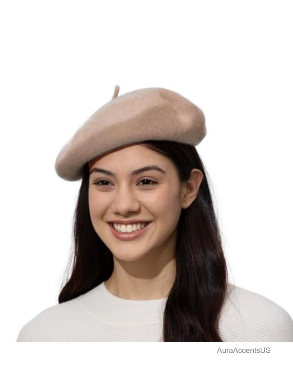 Classic Wool Blend Knit Beret Hat for Women